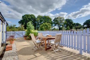 Alternative View of Outside Seating Area in Old Dairy at Birchley House Farm