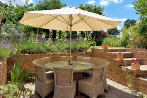 Birchley House Farm Coach House patio area country garden